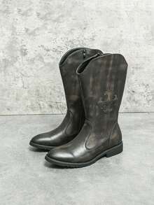 Botas de Cowboy de Couro Premium Masculinas, Solas Internas Confortáveis, Design Clássico, Sapatos Perfeitos para o País, Botas de Alta Qualidade para Uso Externo