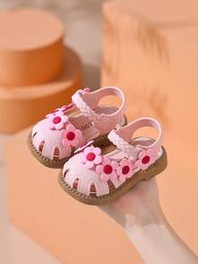 夏季新款儿童凉鞋包头鞋，男童女童幼儿防水防滑软底室内户外时尚婴儿凉鞋 - 粉色 - 查看 2