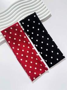 1件/2件/3件装 女士优雅甜美波点印花弹力运动头带，适合日常、健身、跑步、瑜伽等场合，吸汗发带头巾，时尚发饰，波西米亚风头带，优雅秋冬发饰，适合女士度假装扮，柔软头巾