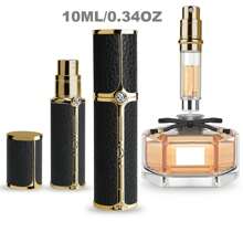 超纤维皮革包覆合金，优质旅行香水瓶，香水喷雾泵，从瓶底填充香水喷雾，可再填充迷你香水分配器/5ML 容量