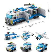 6 en 1 nuevo coche deportivo de policía motor de ingeniería contra incendios Mini camión cargador modelo clásico conjuntos de bloques de construcción ladrillos ciudad de juguete - bolsa de opp 137 piezas - Ver 5