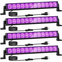 4 Pack 42W LED Black Lights Blacklight Bars With Plug And Switch Glow In The Dark Party Plies For Halloween Decorations Bedroom Body Paint Stage Lighting Poster Black - Black - View 1