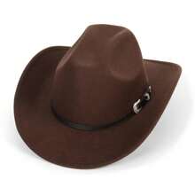 Sombrero de vaquera de poliéster para mujer, sombrero fedora negro de copa blanda estilo western, para eventos al aire libre (talla única)