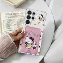 Sanrio Cute KT Cat Phone Case Compatible With Apple 11/12/13/14/15/16 Pro Max Plus, Card Holder Phone Case Compatible With Galaxy S25, Galaxy S24 ULTRA, Galaxy S24 FE, Galaxy S25 ULTRA, Galaxy A36, Galaxy A56, Galaxy S23 Ultra, Spark GO 2024, POP8, Spark 20C, Spark 20, POVA6, POVA6 PRO 5G, POP9 4G, Spark GO1, Spark GO 2025, Shockproof, Holds Student Card, Credit Card, ID Card