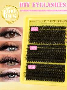 300 簇睫毛浓密蓬松纤细睫毛 0.07 毫米 D 卷曲假睫毛 30D-160D/10-18 毫米混合长度仿貂皮单根睫毛自然柔软睫毛延长化妆品适合任何风格