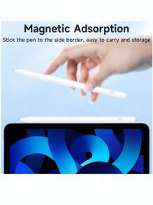 这款触控笔兼容 Apple iPad/iPad Pro/Air/Mini 2018-2025 款，可与 Apple Pencil 兼容替换。它具有倾斜功能、防误触和磁吸连接功能 - 兼容 iPad Air 3/4/5、iPad Mini 5/6、iPad 6/7/8/9/10、iPad Pro 11 英寸/12.9 英寸，120mAh 可充电电池，并附带两个可更换笔尖。
