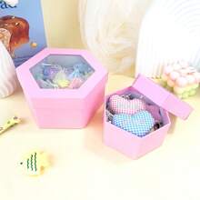 2pcs Hexagon Gift Boxes, Solid Color Stationery Desk Storage Boxes, Suitable For Birthday, Wedding, Graduation Gift Packaging School Supplies, Back To School