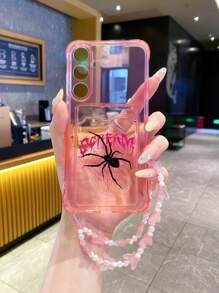 Spider 1pc 360° Drop-Proof Colored Bracelet Firmly Prevents Theft, Four Corners Thickened To Prevent Falls, Transparent Large Hole Mobile Phone Case, Highly Transparent Without Yellowing, Precise Compatible With Apple, Galaxy, OPPO, Realme Phones