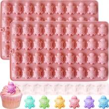 1/2个小乌龟蝴蝶猫狗爪花巧克力硅胶模具，34/36孔乌龟模具，适用于蛋糕、果冻、冰块、蜡笔、饼干烘焙，巧克力蛋糕和纸杯蛋糕装饰，派对用品，可爱有趣的小乌龟，厨房烘焙小工具，情人节甜点蛋糕装饰模具 - 彩色 - 查看 1