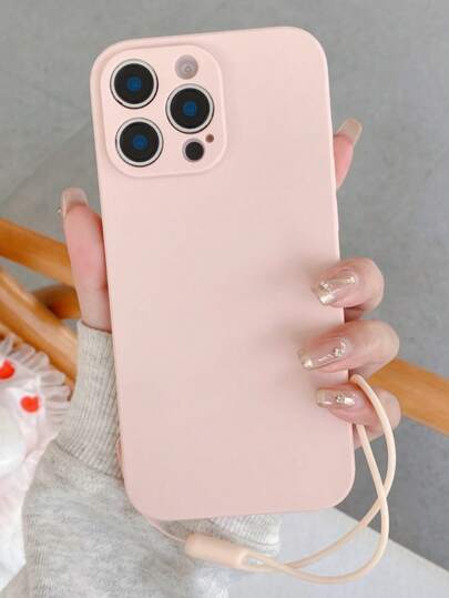 钥匙扣、挂绳 1 件纯色硅胶液体手机壳带挂绳，适用于三星、Apple 11/12/13/14/15/16 Pro Max、三星 S22/23/24/S25+ UA04/A05/A14/A15/A24/A25/A34/A54 SA56/A36/A26 防水防震防摔防刮