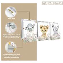 1 Canvas Hanging Picture, Easy To Hang, Bohemian Nursery Wall Art Print, Nursery Decor, Bohemian Kids Room, Boys Room Art, Kids Room Wall Art, Baby Animal Prints, Pastoral Decor.