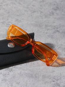 1 件男士亚克力休闲矩形时尚灰色时尚眼镜，适合夏季海滩度假、日常服装搭配和节日礼物 - 橘色 - 查看 2