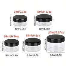 25 个迷你透明面霜罐 3g 5g 空塑料化妆品化妆罐透明样品瓶眼影霜唇膏容器，旅行必需品样品化妆品罐空迷你瓶感恩节、万圣节和圣诞节适用 - 黑色 - 查看 3
