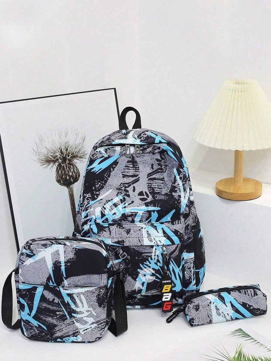 Three Pieces Backpack For Boys And Girls With Lunch Box And Pencil Case, Dustproof Ultra-Light Large Capacity Backpack For Teenagers, Backpack Set, Travel Backpack For Couples, Junior High School Campus