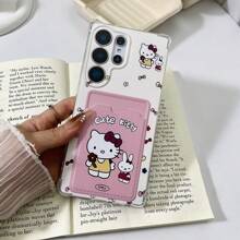 Sanrio Cute KT Cat Phone Case Compatible With Apple 11/12/13/14/15/16 Pro Max Plus, Card Holder Phone Case Compatible With Galaxy S25, Galaxy S24 ULTRA, Galaxy S24 FE, Galaxy S25 ULTRA, Galaxy A36, Galaxy A56, Galaxy S23 Ultra, Spark GO 2024, POP8, Spark 20C, Spark 20, POVA6, POVA6 PRO 5G, POP9 4G, Spark GO1, Spark GO 2025, Shockproof, Holds Student Card, Credit Card, ID Card