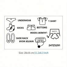 20pcs/Set Clothing Label Stickers, Children's Bedroom Wardrobe Decor Stickers, Self-Adhesive Background Decor Stickers, Suitable For Kids Room Cabinet Decoration