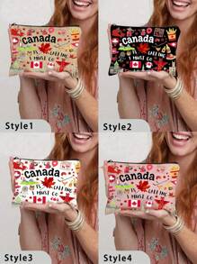 Borsa cosmetica a tema canadese, un must-have per un viaggio in Canada, una borsa da viaggio compatta, un regalo a tema canadese, un organizer portatile per articoli da toeletta, un must-have per viaggi, vacanze, attività lavorative, fitness e all'aperto, una borsa pieghevole leggera con cerniera e grande capacità, borsa da viaggio per articoli essenziali, per la scuola, le vacanze, il ritorno a scuola, cosmetici, borsa da viaggio per donne