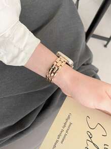 1 Stück Modisches Charm Armband Metallarmband kompatibel mit Apple Watch 40mm 38mm 41mm 42mm 44mm 45mm 46mm 49mm, verschlungene Gliederkette mit Kristallen, Edelstahl Armband kompatibel mit Apple Watch Series Ultra 3/2/1 11 10 9 8 7 SE3 6 5 4 3 2 1, Smartwatch Ersatzarmbänder Zubehör