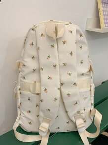 LECEY College Style Large Capacity Student Backpack For Women, Suitable For Middle School, High School, University - White - View 6