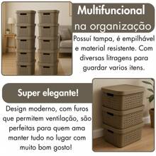 Kit 3 Organizer Baskets 17 Liters With Lid Multipurpose Organizer Box Various Colors - Mixx Nova - 灰色 - 查看 3