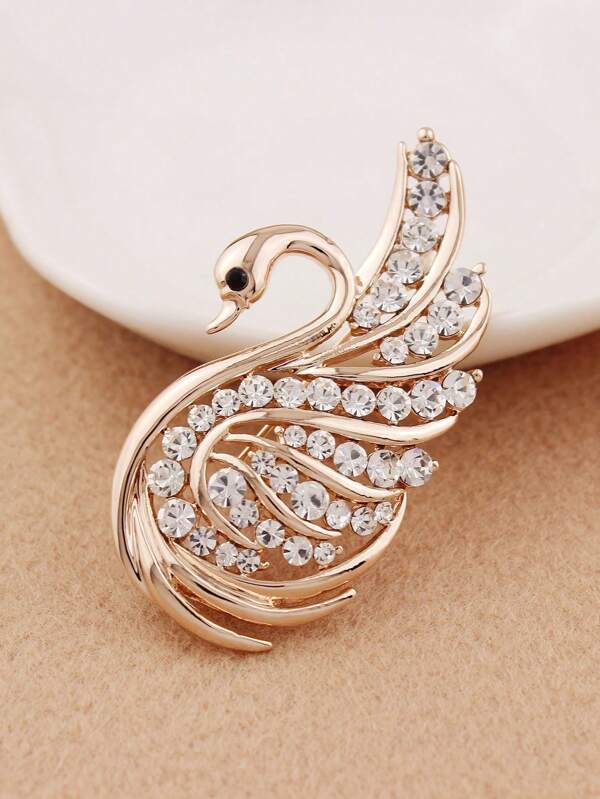 1 Stück Vintage Tier Zinklegierung Brosche, Strass Schwan Brosche Accessoire für Frauen, Federclip Verschluss dekorative Brosche für Schal, Tuch, formelle Kleidung Büro Accessoires Hemden Jacke Schmuck Weihnachten Halloween
