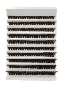 200pcs Brown D-Curl 80D Fluffy Cluster False Eyelashes & 9-16mm Mixed Length Extra Large Capacity Cluster Lashes & 3D Effect & DIY Personalized Eye Makeup & Natural Soft Thick & Enlarging Eye Makeup Effect, Suitable For Makeup Beginners - D - View 6