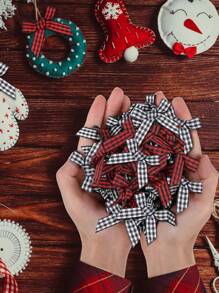 20 pezzi Confezione regalo di fiocchi natalizi - Fiocchi in tessuto scozzese classico rosso e nero, decorazioni natalizie senza batteria per Natale, Capodanno, decorazioni festive invernali, fiocchi per albero di Natale, accessori per la casa stagionali, pezzi decorativi realizzati, decorazioni natalizie, decorazioni per la casa, decorazioni natalizie, decorazioni per la stanza