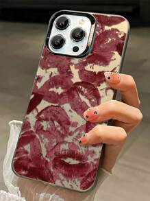 1pc Retro Sexy Red Lip Print Case Compatible With Apple Phone 16 Pro Max 15 Pro 14 Plus 13 12 11 X/Xs XS MAX 7 8 Plus Smartphone Accessories New Luxury High Quality Shockproof Anti-Slip PHONE Protective Waterproof Anti-Fall Scratch Resistant