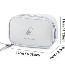 1 件便携式药品收纳袋，防水大容量旅行急救包，适用于家庭、汽车、户外、露营、徒步旅行，可用作旅行收纳袋、化妆包、化妆包、度假收纳包、大容量化妆品收纳盒、多功能用途 - 灰色 - 查看 10