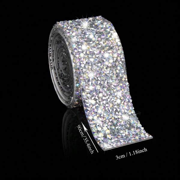 1 Roll/1 Yard Crystal Rhinestone Self-Adhesive Ribbon, Shiny Rhinestone Wrap Sticker For DIY Decoration, Arts & Crafts, Wedding, Party, Car, Phone, Clothing, Birthday, Christmas