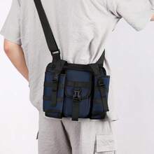 新款旅行户外休闲单肩斜挎包，带水瓶和雨伞架，适合中老年人