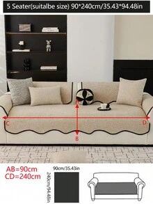 1pc Versatile Chenille Sofa Cushion Cover, Modern Simple Anti-Slip Sofa Seat Protector, Dust-Proof And Washable Sofa Slipcover, Beige Fashionable Soft Non-Fading Non-Shedding Bedroom Decor Pet-Friendly Cover, Adjustable For Corner Sofa, Bedroom, Office, Living Room Combination Furniture, L-Shaped Sofa And 1/2/3/4 Seat Sofa - Beige - View 20