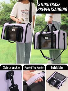 1pc Portable Foldable Pet Carrier Bag For Small Dogs And Cats Up To 20lbs, Airline Approved Soft-Sided Dog Cat Travel Bag With Breathable Mesh Panels And Zipper Openings, Lightweight And Durable Pet Tote With Shoulder Strap And Top Handle, Ideal For Airplane, Car, Commute, Outdoor Picnic, Camping, Vet Visits, Pet Travel Essentials For Women And Men Cat Carrier Cat Bag