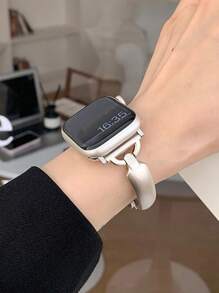 1pc Luxury Glitter Stainless Steel Jewelry Clasp Narrow Bracelet Band Compatible With Apple Watch Ultra 3/2/1, SE, Series 9/8/7/6/5/4/3/2/1, Fashionable Summer New Arrival