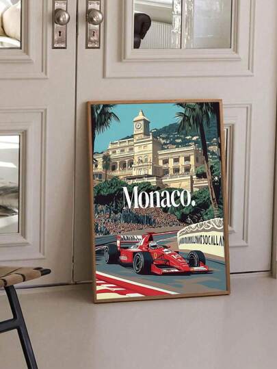 1pc Monaco F1 Racing Heritage Poster Grand Prix Legend Super Racing Sports Wall Art Painting For Living Room Bedroom Bathroom Office And Other Home Decor