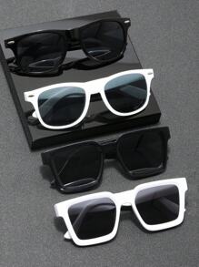 5 Pairs/6 Pairs Unisex Combination, 4 Pairs/3 Pairs Combination, 1 Pair White Frame, 2 Pairs Black Frame, 1 Pair Blue Lens, 1 Pair Red Lens, Y2K Square Casual Retro Beach Fashion Sunglasses, Suitable For Daily Wear, All Season