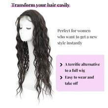 假发片 26 英寸长波浪发片 女士卷发片 带刘海 合成假发片 适合稀疏头发