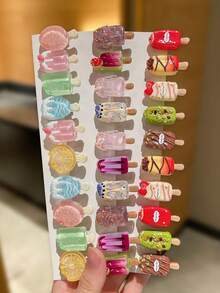 10pcs/Set Women's Colorful Ice Cream Hair Clips, Sweet & Cute Style, Hair Accessories, Summer Holiday Decor, Hair Clips, Suitable For Casual Daily Wear And Outings. Autumn Accessory Set, Hair Accessories, Women's Accessories, Back To School Headwear, School Supplies, Halloween Hair Decor., Hairpin - Multicolor - View 6