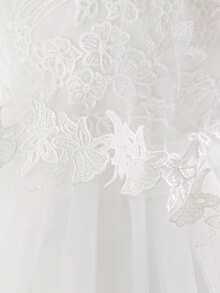 Robe mini en dentelle à manches courtes pour bébé fille de 0 à 2 ans, robe de baptême blanche convenant aux jeux de rôle et aux fêtes - Blanc - Voir 9