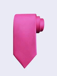 1 件男士领带，红色领带，时尚百搭，适合婚礼、庆典、聚会、派对和日常佩戴男士领带 - 玫紅色 - 查看 2