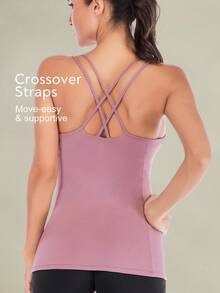 Tender Angel 新款女式长款瑜伽背心、健身衫、速干无袖露背健身服 - 紫色 - 查看 2