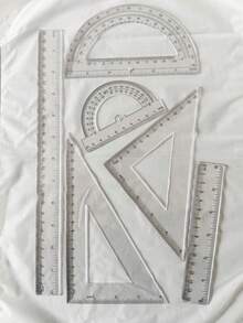 6 件套几何套装，包含尺子、量角器 - 双刻度（英制和公制），适用于教室和办公室使用，学校用品，返校