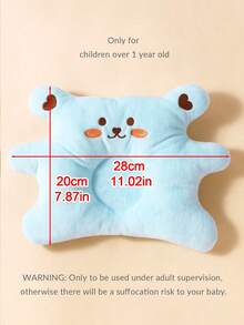 momscare 1 pieza Almohada para bebé con patrón bordado de oso - Suave y cómoda, adecuada para bebés de 0 a 6 meses - Azul - Ver 6