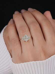 1pc Classic & Elegant Horse Eye Snowflake Ring, Engagement/Holiday Gift, S925 Sterling Silver Fine Jewelry - Horse Eye Snowflake Ring - View 6