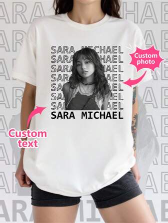 Camiseta personalizada con foto, Camiseta personalizada para novia, Amo a mi novia, Camiseta retro personalizada con foto, Camiseta de rap personalizada para novio, Camiseta de rap personalizada, Camiseta para esposo y esposa, Temporada de vuelta a clases, Oktoberfest, Día Nacional de Arabia Saudita, Camiseta de pareja personalizada con foto para Halloween, Regalo del corazón para novia/esposa, Regalo del Día de San Valentín, Blusa de camiseta de mujer personalizada - Agrega tu foto y texto favoritos, Ornamental, Dawg, Único, Personalizado, Regalos ideales para ella, Familia, Amigos, Niñas rosas, Para vacaciones, Para aniversarios, Ropa de mujer personalizada