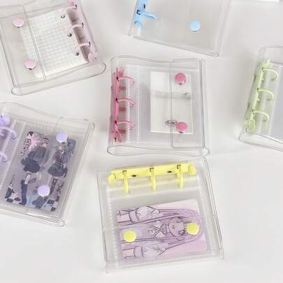 迷你三环马卡龙活页夹封面、双扣DIY收藏书、御宅族活动、透明贴纸书活页夹、贴纸笔记本、粘合剂补充装