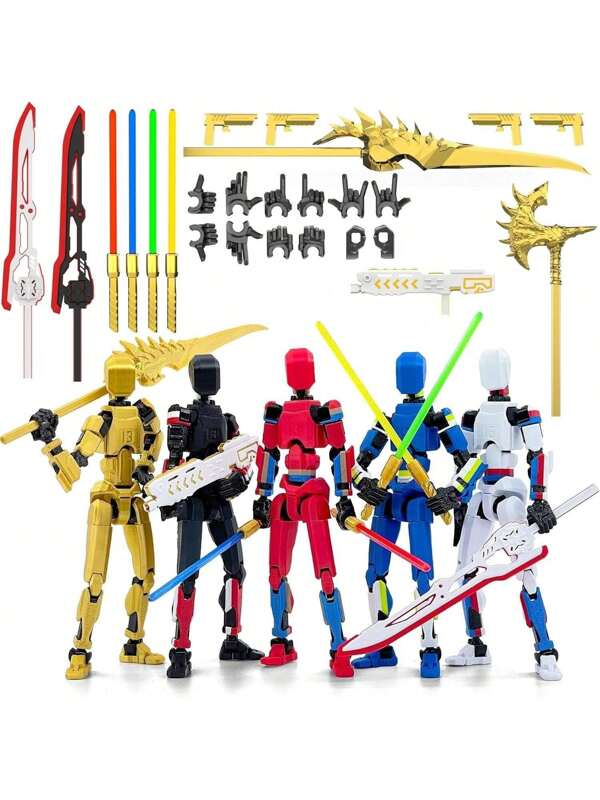 T13 Actionfigur bereits zusammengebaut, Titanischer 13 Actionfiguren Set in mehreren Farben mit Laser Schwert, 3D gedruckte T 13 Glücklicher Robo Dummy Nova 13 Actionfiguren
