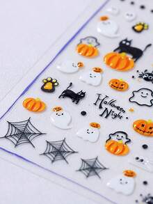Halloween Ghost & Pumpkin Nail Stickers - Waterproof Nail Art Decals For Party - Multicolor - View 8