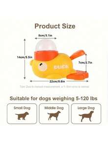 PETSIN 1pc Yellow Duck-Shaped Interactive Dog Treat Dispenser - Manual Press Feeder For Small, Medium, Large Dogs, Plastic Training Toy, No Battery RequiredDog Puzzle Toy, Slow Feeder Duck, Dog Training Entertainment Toy For All Breeds,Snack Incentives,Gift, Present, Celebration - Multicolor - View 6