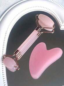 2-częściowy różowy zestaw narzędzi do masażu twarzy, wałek do masażu i płytka do skrobania, do stylizacji ciała i pleców, losowo, uroda, produkty do pielęgnacji skóry, spa, pielęgnacja ciała, narzędzia do pielęgnacji skóry, pielęgnacja twarzy, akcesoria kosmetyczne, masaż, narzędzie do masażu twarzy, wałek do masażu twarzy